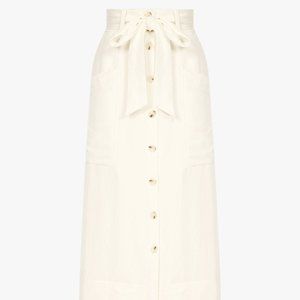 Reiss - Josephine-Linen Visc Skir, Buttermilk